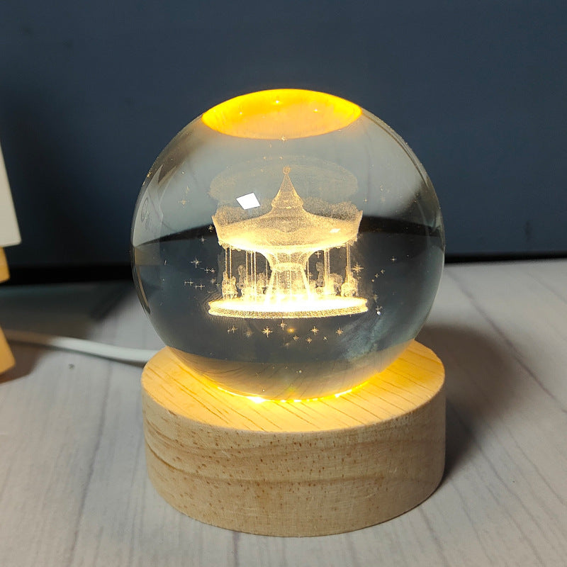 LED Crystal Ball Night Light – USB-Powered Mood Light for Bedroom & Study