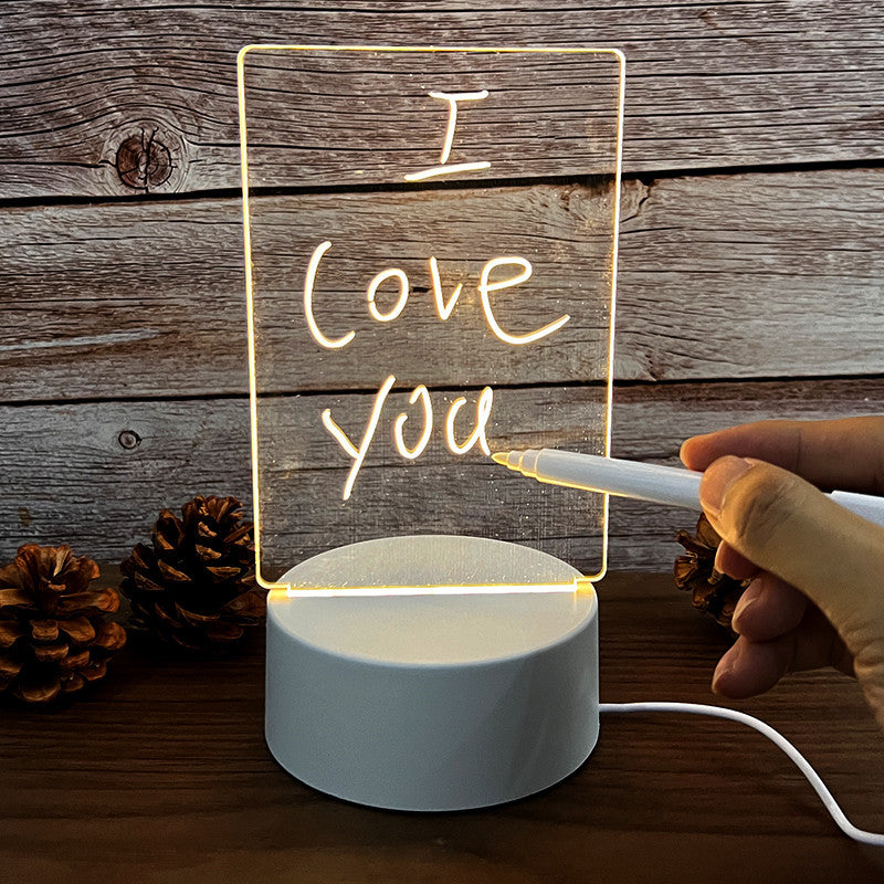Glowing Acrylic Message Board – Reusable LED Writing Tablet for Desk Decor