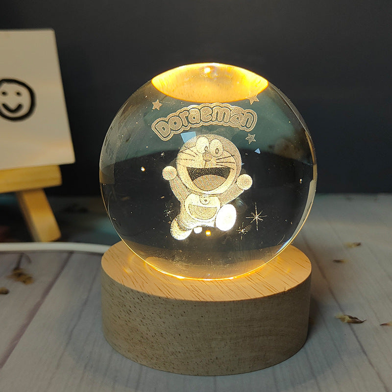 LED Crystal Ball Night Light – USB-Powered Mood Light for Bedroom & Study