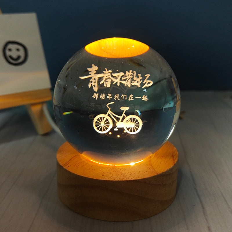 LED Crystal Ball Night Light – USB-Powered Mood Light for Bedroom & Study