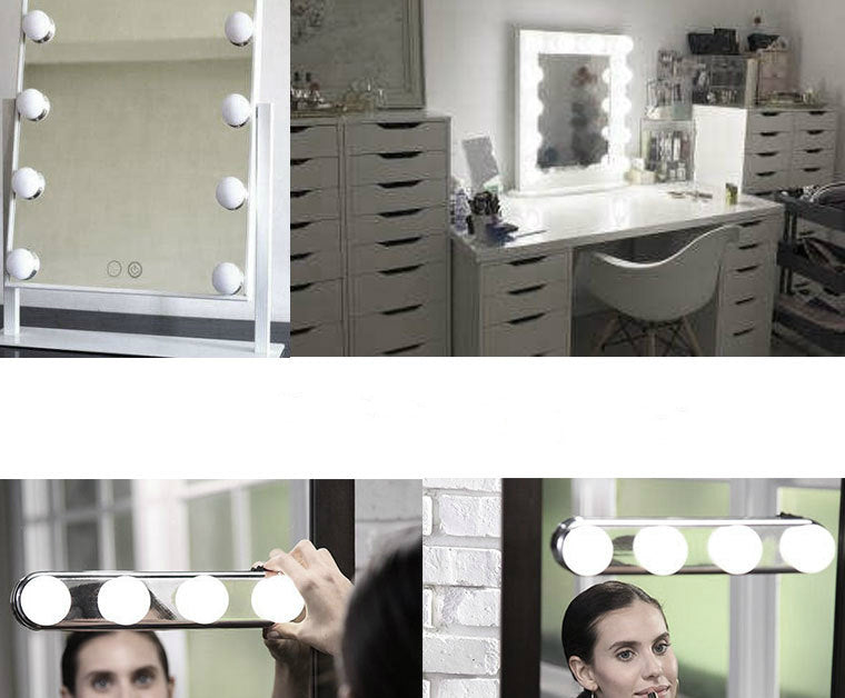 4-Bulb Mirror LED Makeup Lamp – Suction Cup Fill Light for Vanity & Selfies