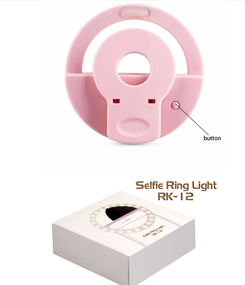 USB Rechargeable Phone Selfie Ring Light RK12 – Beauty Fill Light for Perfect Photos & Videos
