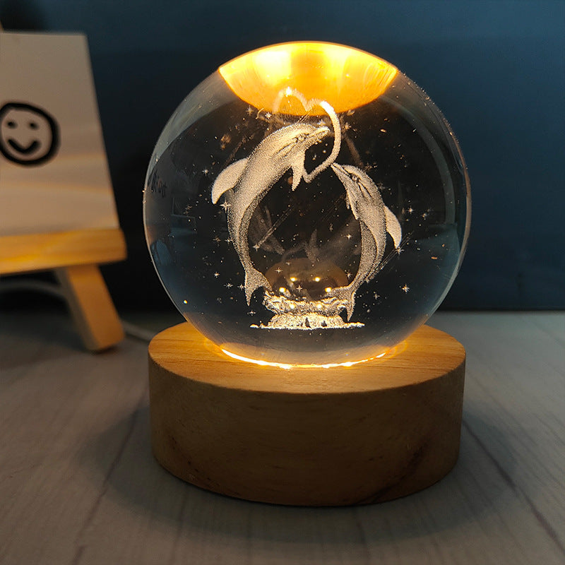 LED Crystal Ball Night Light – USB-Powered Mood Light for Bedroom & Study