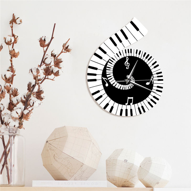 Piano Keyboard Wall Clock – Treble Clef Music Notes Home Decor Clock