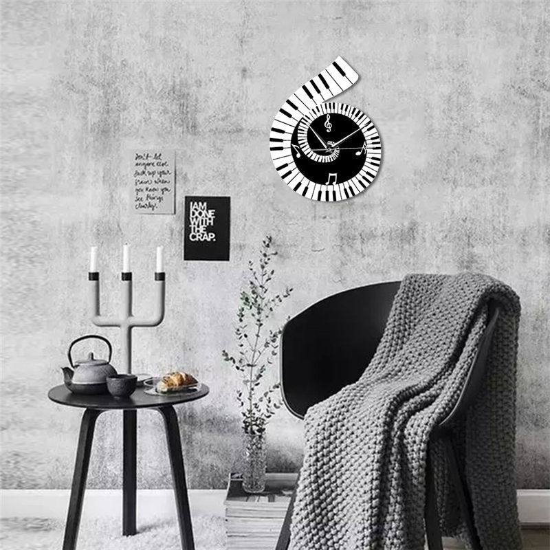 Piano Keyboard Wall Clock – Treble Clef Music Notes Home Decor Clock