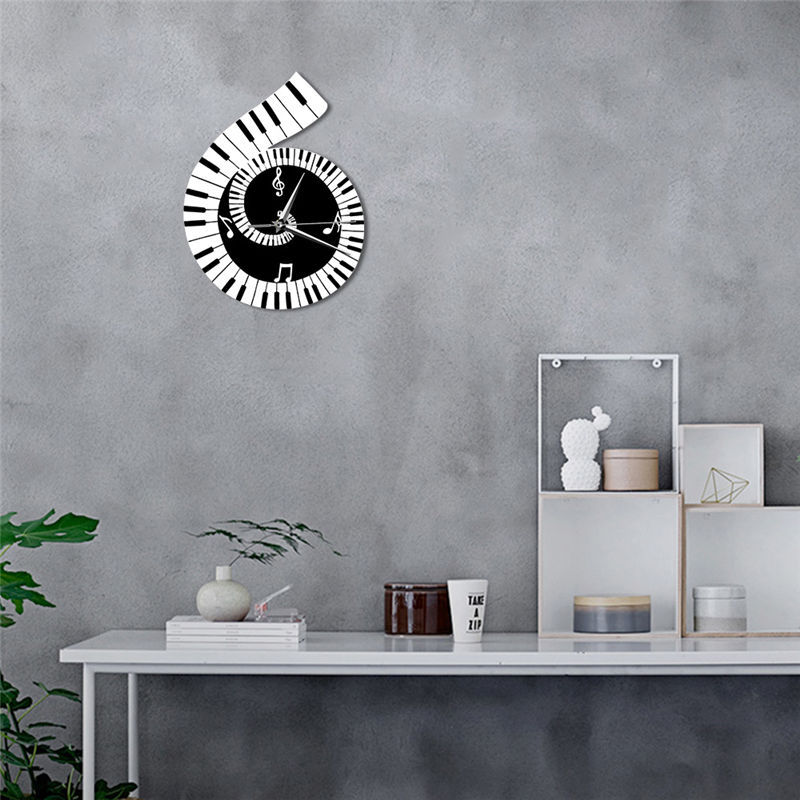 Piano Keyboard Wall Clock – Treble Clef Music Notes Home Decor Clock