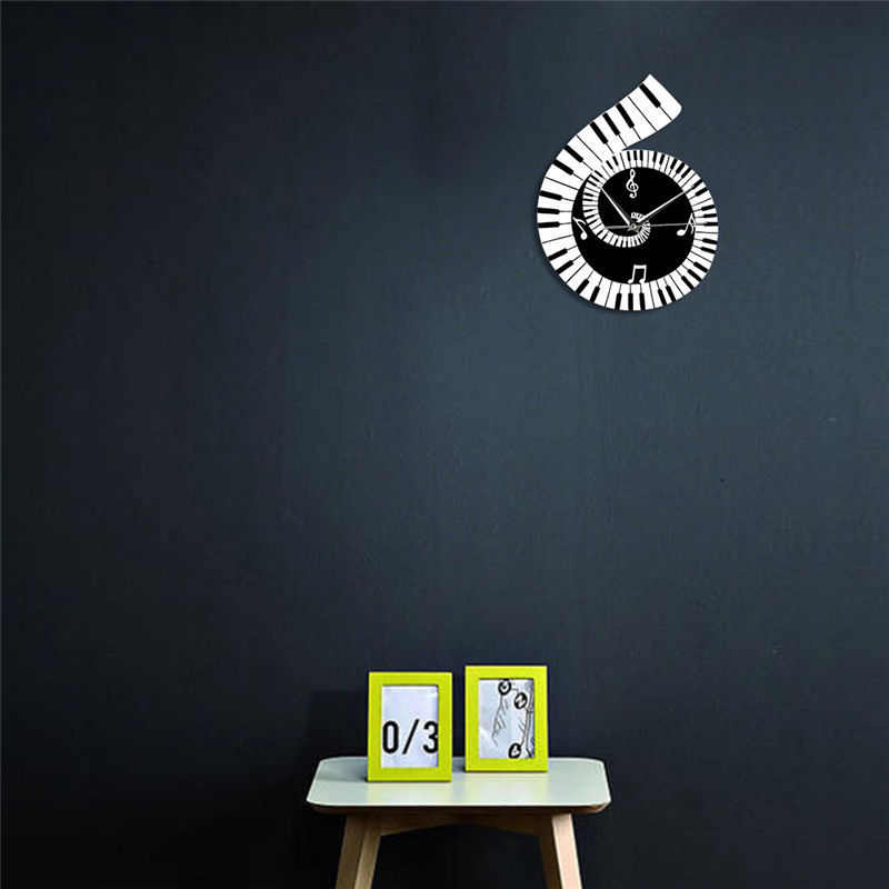 Piano Keyboard Wall Clock – Treble Clef Music Notes Home Decor Clock