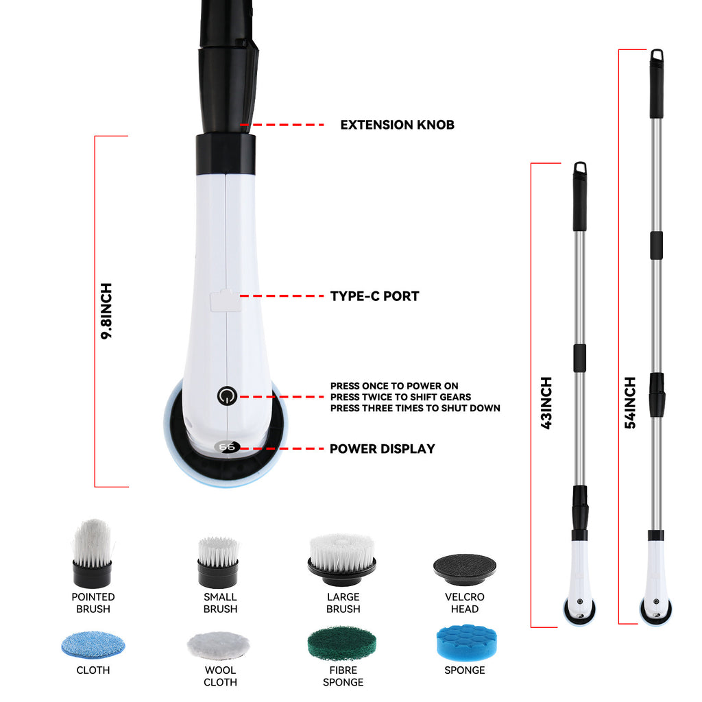 Electric Spin Scrubber – 7-in-1 Cleaning Brush for Bathroom, Tile & Kitchen