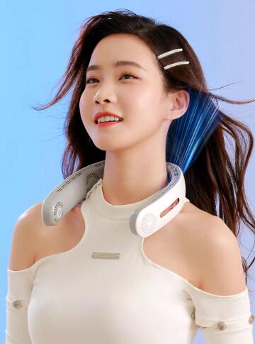 USB Folding Leafless Neck Fan – Lazy Mute Outdoor Sports Electric Fan