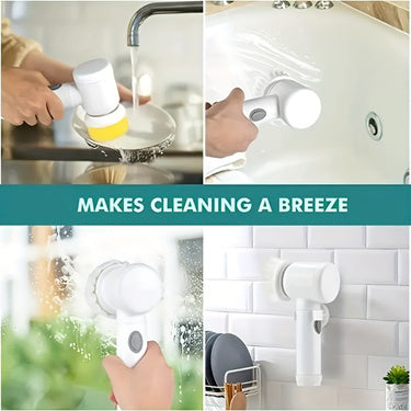 USB Rechargeable Electric Spin Cleaning Brush – Handheld Power Scrubber for Kitchen & Bathroom