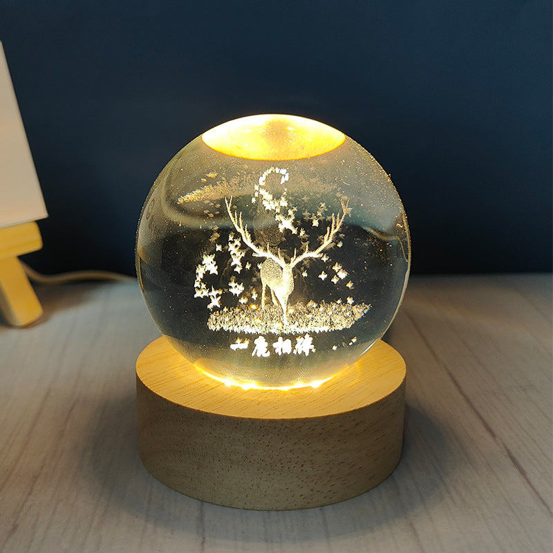 LED Crystal Ball Night Light – USB-Powered Mood Light for Bedroom & Study