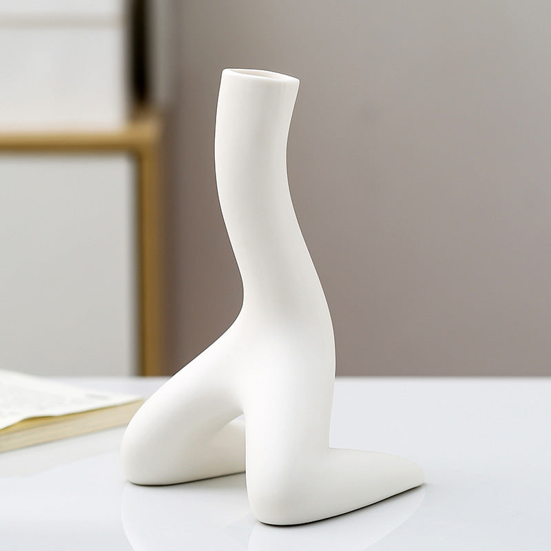 Human Shape Ceramic Vase – Modern Minimalist Flower Holder for Home