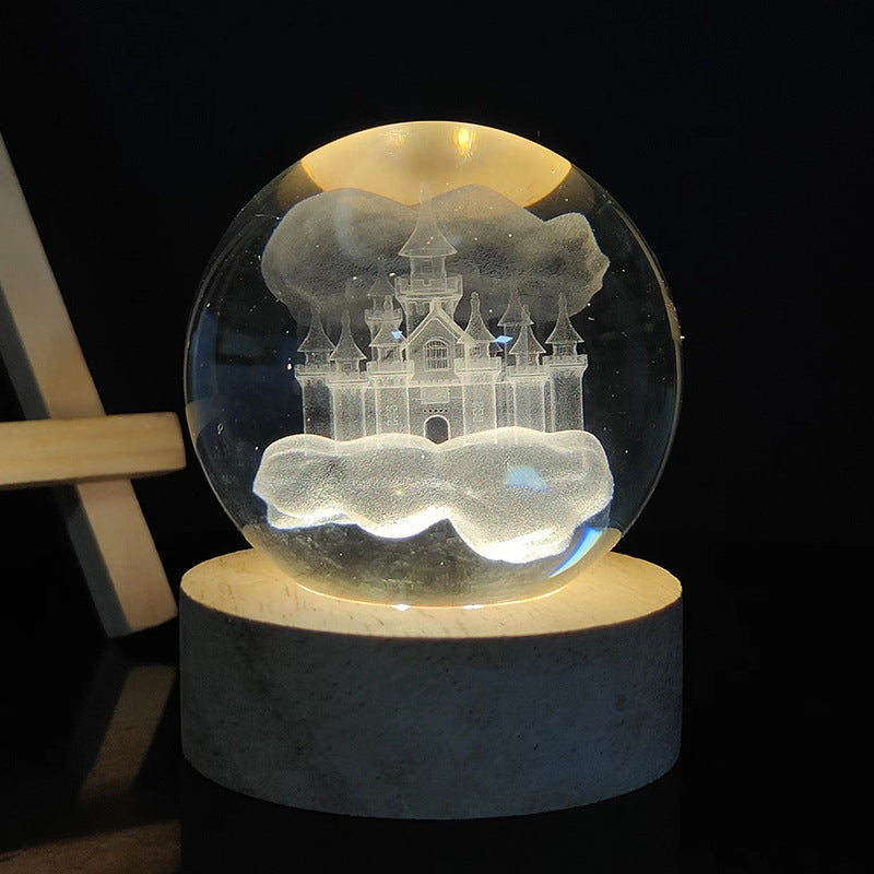 LED Crystal Ball Night Light – USB-Powered Mood Light for Bedroom & Study