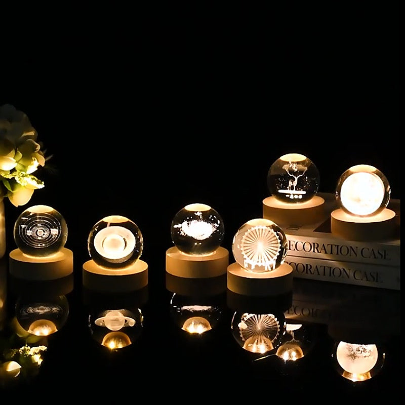 Galaxy Crystal Ball Lamp – LED Projection Night Light for Cozy Ambience