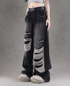 Baggy Jeans for Women Men Ripped Straight Leg Pants High Waisted Distressed Jeans Y2K Grunge Summer Clothes.