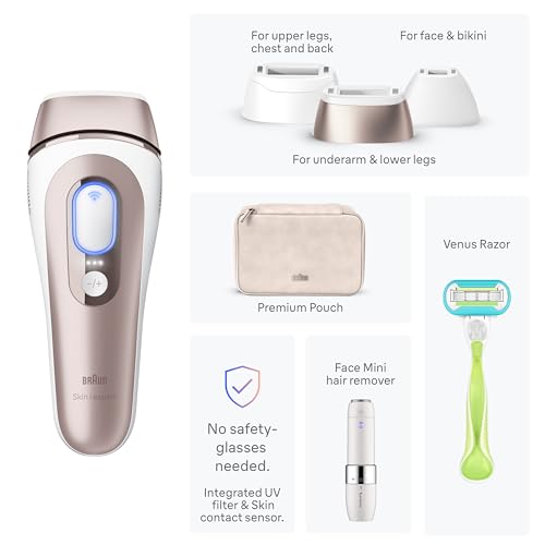Braun Smart IPL, Vogue’s Best Hair Removal Device, Skin i·Expert Pro 7: at Home Laser Hair Removal, Permanent Visible Hair Reduction, Free App, Venus Razor, 2 Smart Head, Facial Trimmer, IPL7219