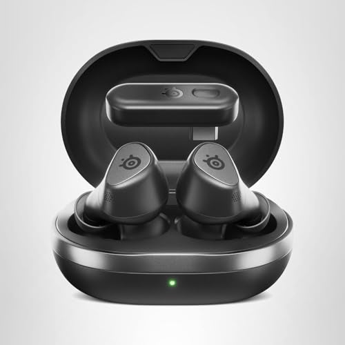 Arctis GameBuds for PlayStation/PC/Switch/Mobile — 2.4GHz + Bluetooth 5.3 Earbuds — Active Noise Cancelling — Mobile App Sound Presets — Water Resistant IP55 — 40H Battery with Qi Charging Case