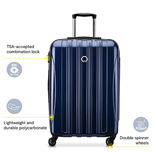 DELSEY PARIS Helium Aero Hardside Expandable Luggage with Spinner Wheels, Blue Cobalt, Checked-Large 28 Inch
