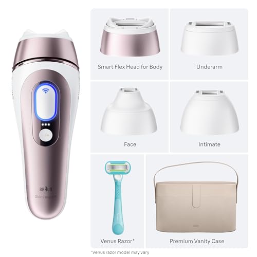 Braun Smart IPL, Vogue’s Best Hair Removal Device, Skin i·Expert Pro 7: at Home Laser Hair Removal, Permanent Visible Hair Reduction, Free App, Venus Razor, 2 Smart Head, Facial Trimmer, IPL7219
