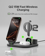 Belkin 3-in-1 MagSafe-Compatible iPhone Charger - Foldable Magnetic Qi2 Certified, MagSafe Charging Station for Phone, Apple Watch, AirPods - Wireless for Multiple Devices