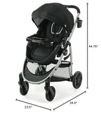 Graco Modes Pramette Travel System, 3-in1 Modular Carseat Stroller Combo, Infant Car Seat Carrier to Toddler Stroller, Includes the SnugRide 35 Car Seat, Ellington