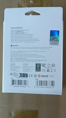 TELESIN C03 Magnetic Phone Beauty Selfie Light Compatible with iPhone Magsafe, CRI97 360° LED Selfie Ring Fill Light with Mirror for Selfies/Photography/TikTok/Zoom Calls/Video Conference(Black)