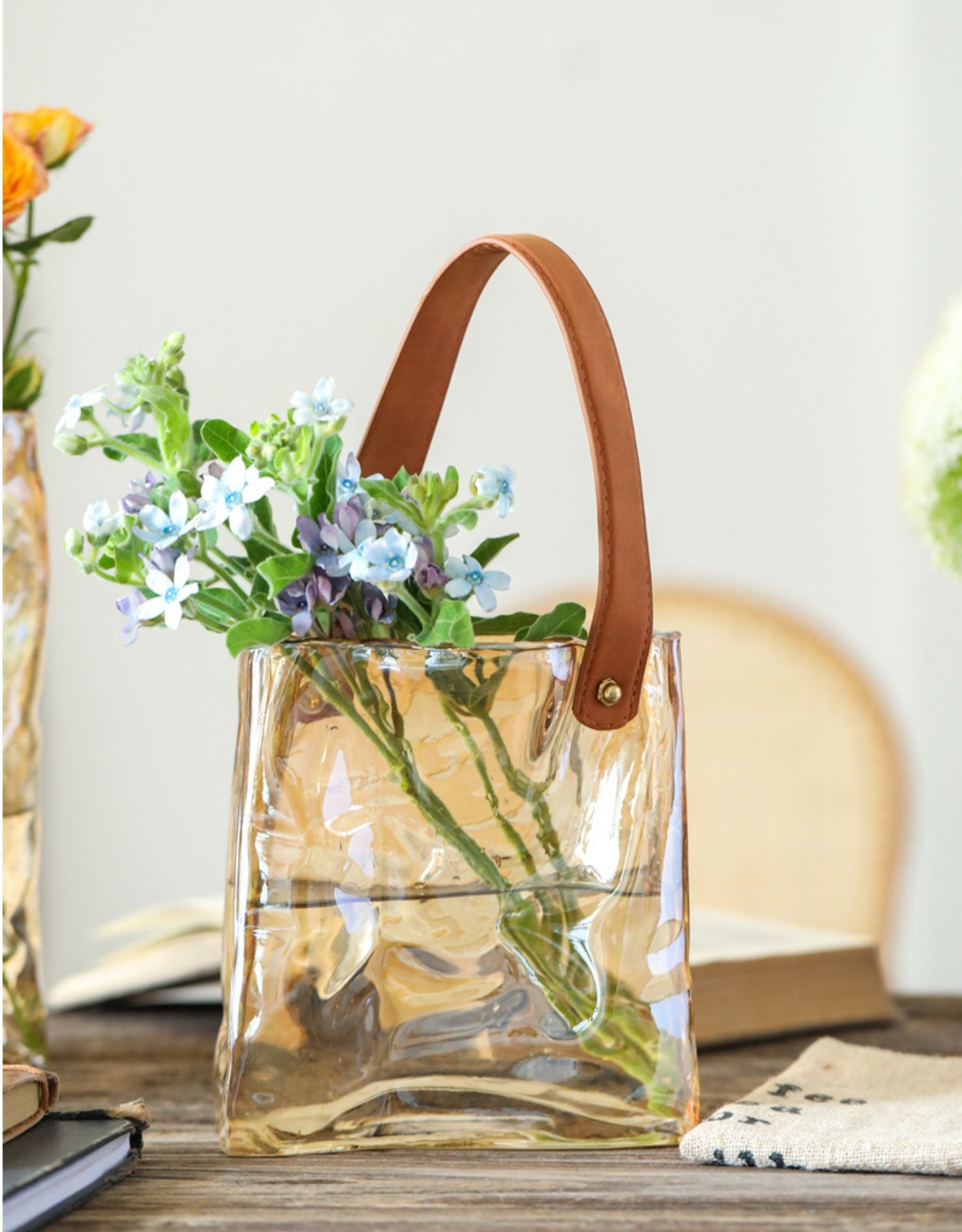 Light Luxury Glass Vase – Handbag Style Aquaculture Decoration for Home