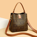 Trendy Women’s Shoulder Bag – Alphabet Design Brown Handbag