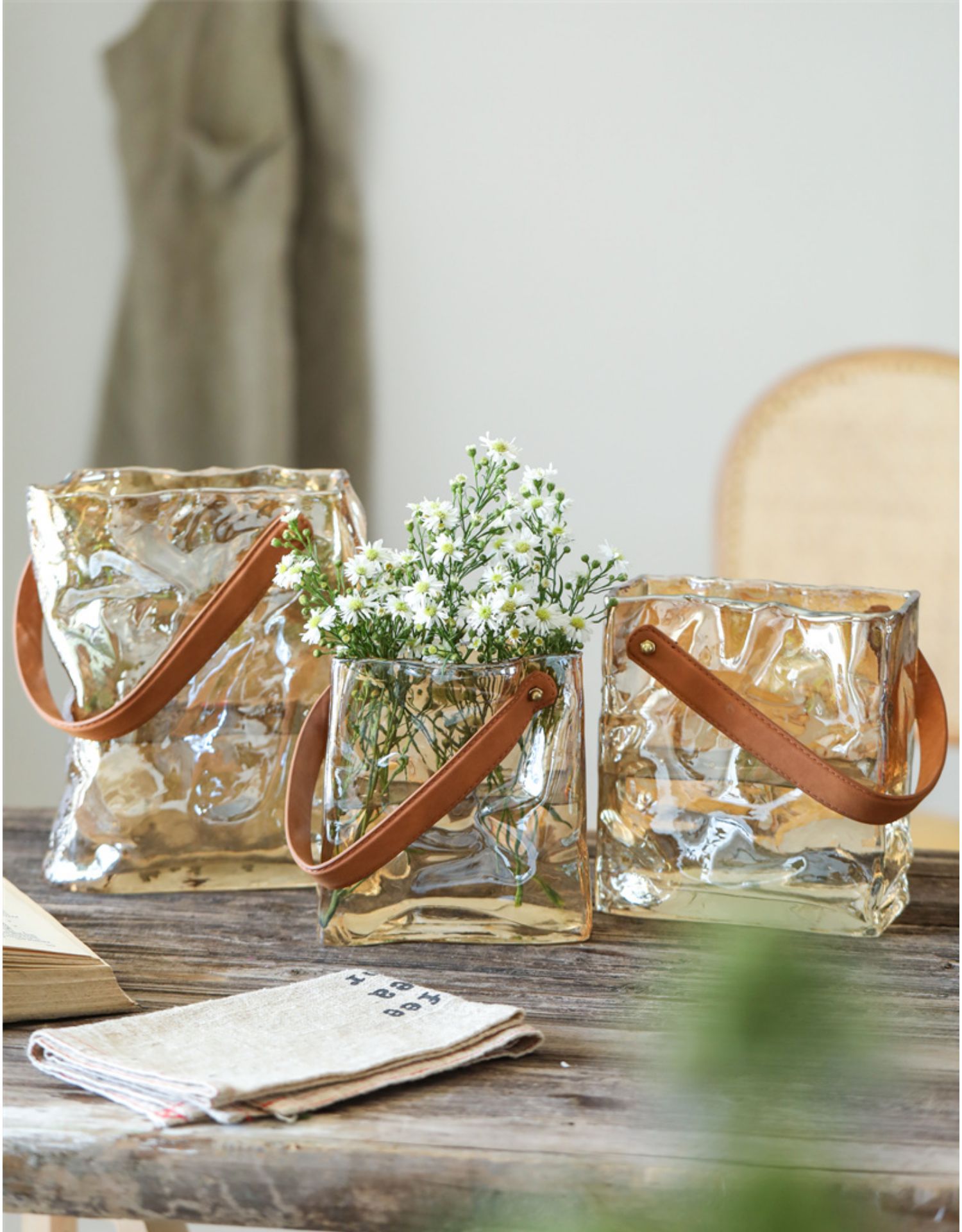 Light Luxury Glass Vase – Handbag Style Aquaculture Decoration for Home