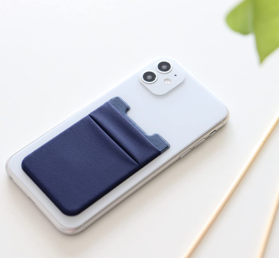 2Pack Adhesive Phone Pocket,Cell Phone Stick On Card Wallet Sleeve,Credit Cards/ID Card Holder Sticker for Back of iPhone,Android and All Smartphones-Black&Grey