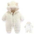 Newborn Baby Bear Outfit Suit Girls Boys Fleece Jumpsuit Romper Hooded Winter Snowsuit Clothes