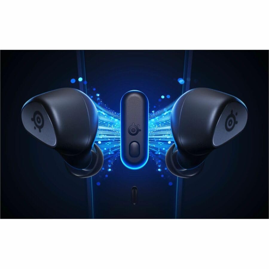 Arctis GameBuds for PlayStation/PC/Switch/Mobile — 2.4GHz + Bluetooth 5.3 Earbuds — Active Noise Cancelling — Mobile App Sound Presets — Water Resistant IP55 — 40H Battery with Qi Charging Case