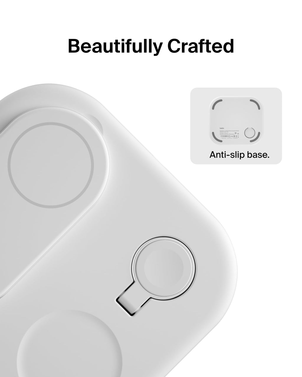 Belkin 3-in-1 MagSafe-Compatible iPhone Charger - Foldable Magnetic Qi2 Certified, MagSafe Charging Station for Phone, Apple Watch, AirPods - Wireless for Multiple Devices