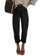 Astylish Womens High Waisted Baggy Jeans Boyfriend Cropped Loose Denim Pants