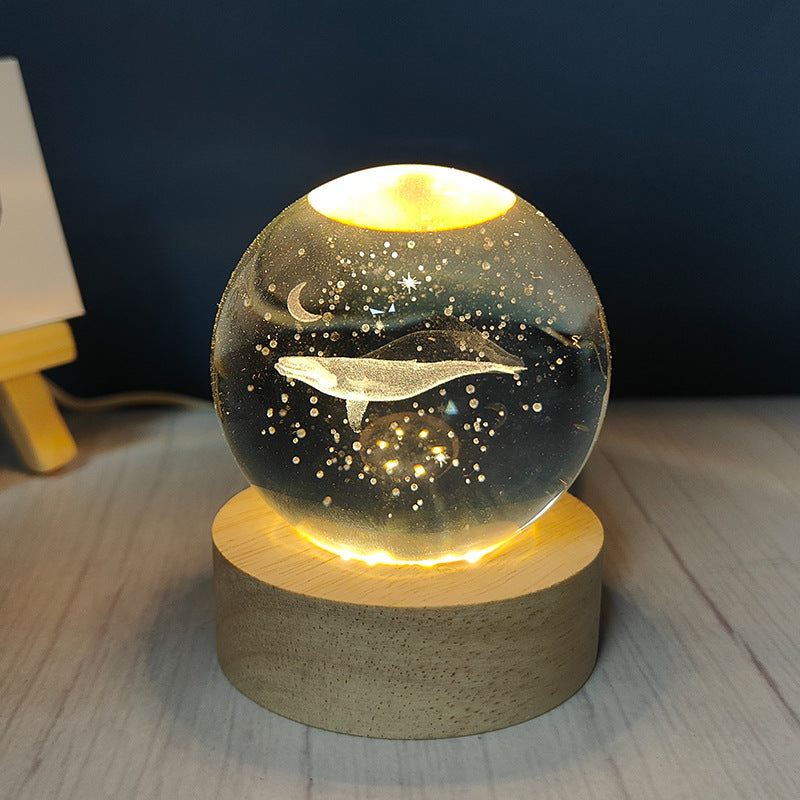 LED Crystal Ball Night Light – USB-Powered Mood Light for Bedroom & Study