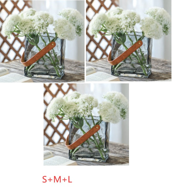 Light Luxury Glass Vase – Handbag Style Aquaculture Decoration for Home