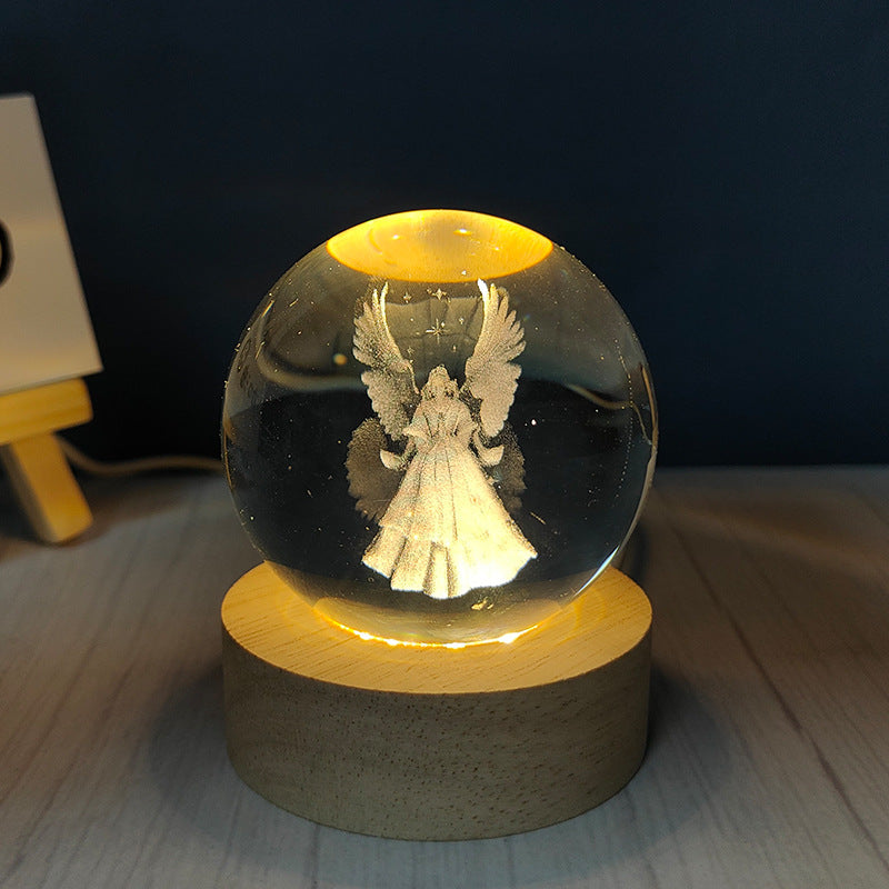 LED Crystal Ball Night Light – USB-Powered Mood Light for Bedroom & Study