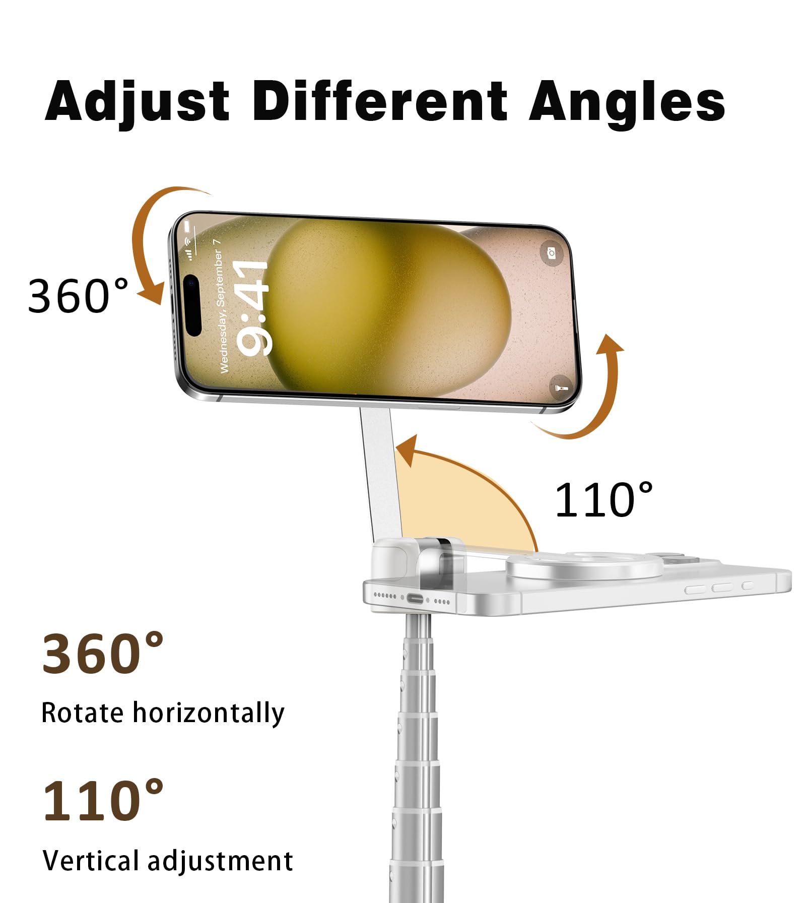 TONEOF 68" Magnetic Selfie Stick Tripod with Aluminum Strong Magnetic Holder for Magsafe, 360° Rotatable Travel Phone Tripod Stand with Metal Ring & Rechargeable Remote for iPhone/Android(Beige Gray)