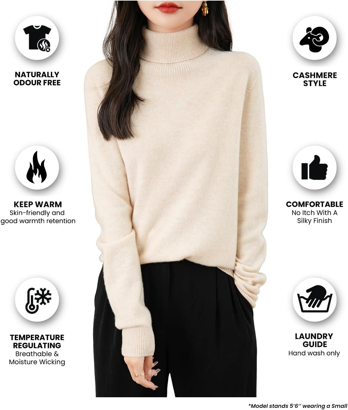 Chanyarn Women's Turtleneck 100% Merino Wool 2025 First-Line Ready to Wear Fall Winter Seamless Knit Pullover Sweater