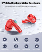 Wireless Earbuds, Bluetooth 5.4 Headphones Bass Stereo, Ear Buds with Noise Cancelling Mic, LED Display in Ear Earphones Clear Calls, IP7 Waterproof Bluetooth Earbuds for Laptop/Phones/Sports, Black