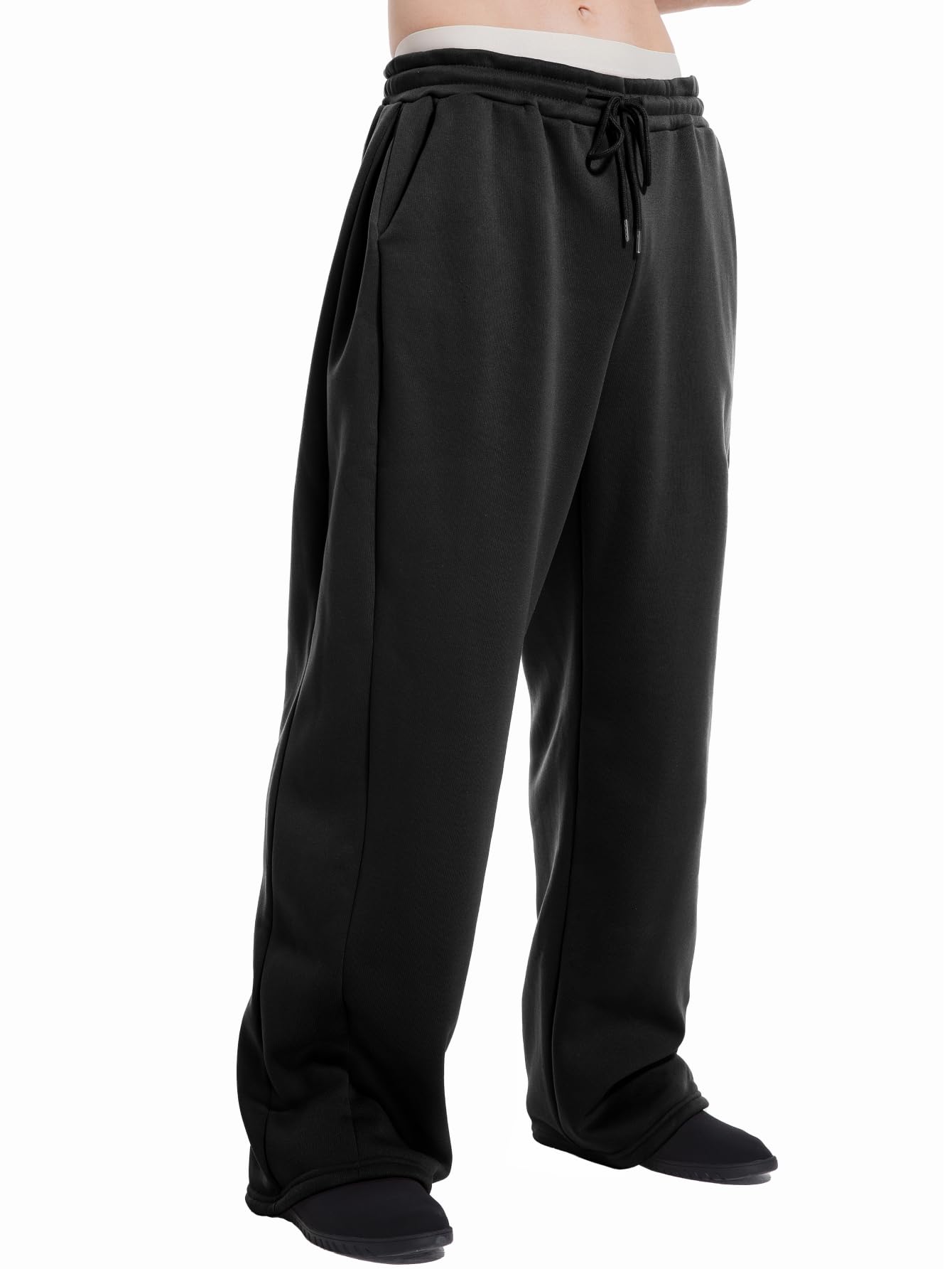 Men's Baggy Sweatpants Wide Leg Lounge Sweat Pants with Pockets