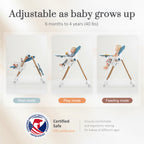 Mallify Foldable High Chairs for Babies and Toddlers, 3-in-1 Convertible Baby High Chair with Removable Soft Cushion and Tray, Adjustable Height & Recline, Lockable Wheels, Dark Blue