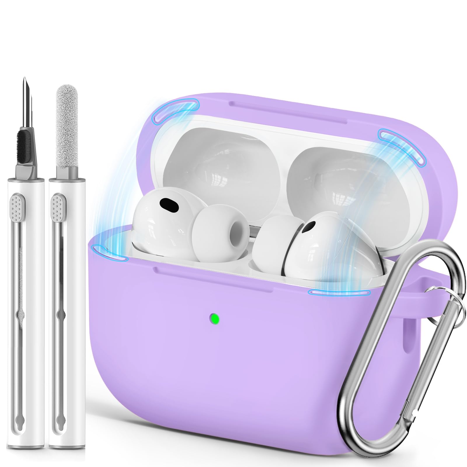 Ljusmicker for AirPods Pro 3 Case 2025 with Cleaner Kit,Soft Silicone Protective Cover for Apple AirPods Pro 3rd Generation Case for Women Men,AirPod Pro 3 CasesAccessories with Keychain-Light Lilac