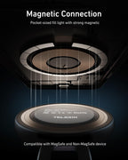 TELESIN C03 Magnetic Phone Beauty Selfie Light Compatible with iPhone Magsafe, CRI97 360° LED Selfie Ring Fill Light with Mirror for Selfies/Photography/TikTok/Zoom Calls/Video Conference(Black)