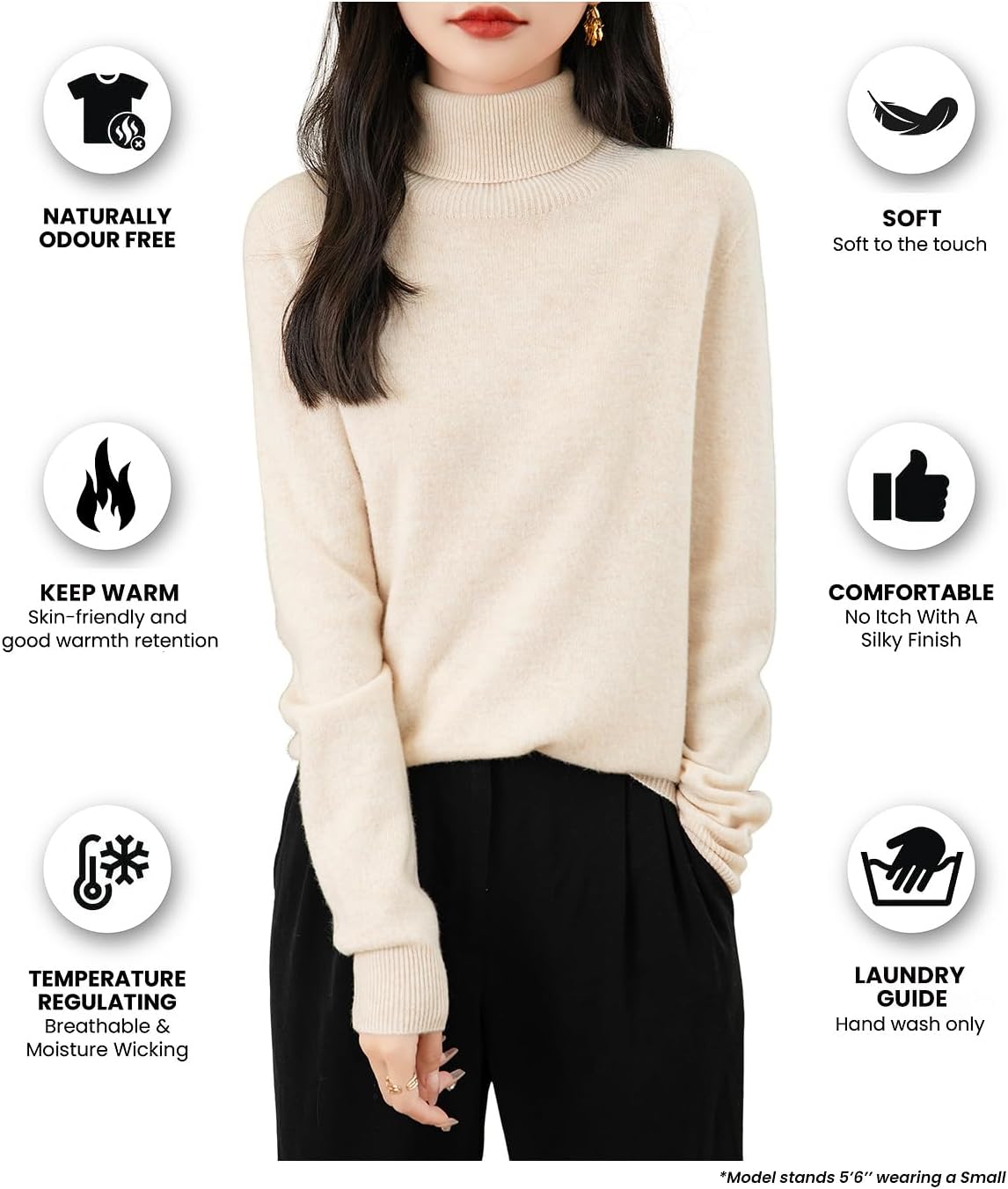 Chanyarn Women's Turtleneck 100% Merino Wool 2025 First-Line Ready to Wear Fall Winter Seamless Knit Pullover Sweater