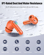 Wireless Earbuds, Bluetooth 5.4 Headphones Bass Stereo, Ear Buds with Noise Cancelling Mic, LED Display in Ear Earphones Clear Calls, IP7 Waterproof Bluetooth Earbuds for Laptop/Phones/Sports, Black