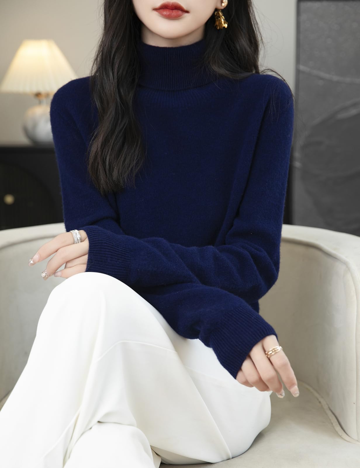 Chanyarn Women's Turtleneck 100% Merino Wool 2025 First-Line Ready to Wear Fall Winter Seamless Knit Pullover Sweater