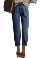 Astylish Womens High Waisted Baggy Jeans Boyfriend Cropped Loose Denim Pants