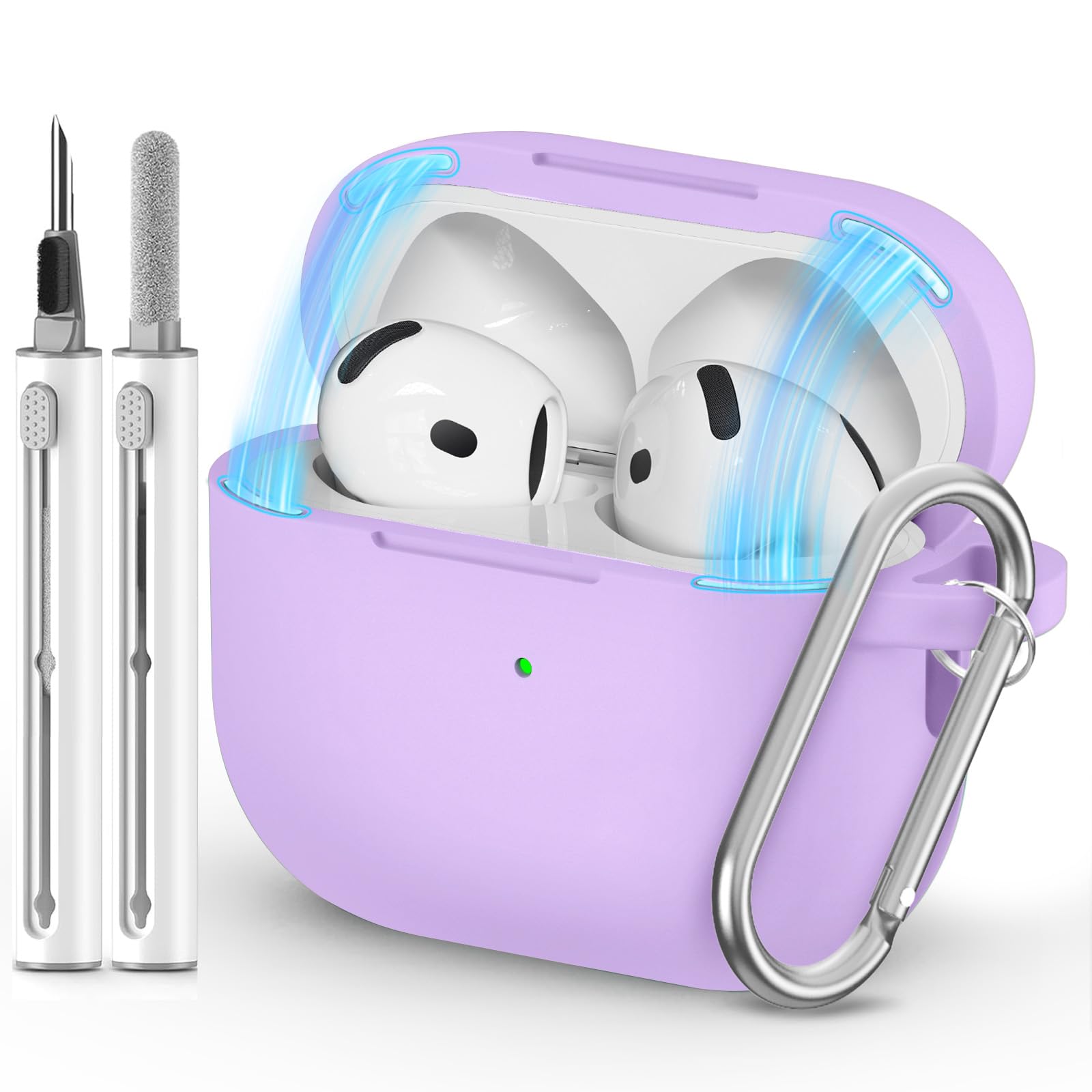 Ljusmicker for AirPods Pro 3 Case 2025 with Cleaner Kit,Soft Silicone Protective Cover for Apple AirPods Pro 3rd Generation Case for Women Men,AirPod Pro 3 CasesAccessories with Keychain-Light Lilac