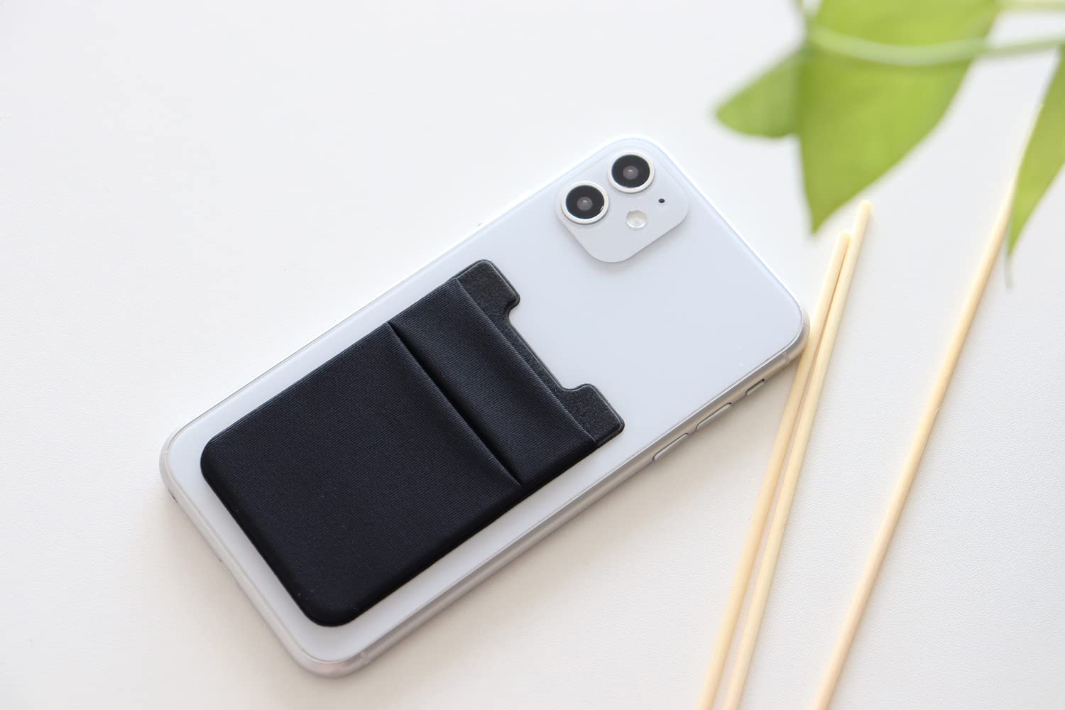 2Pack Adhesive Phone Pocket,Cell Phone Stick On Card Wallet Sleeve,Credit Cards/ID Card Holder Sticker for Back of iPhone,Android and All Smartphones-Black&Grey